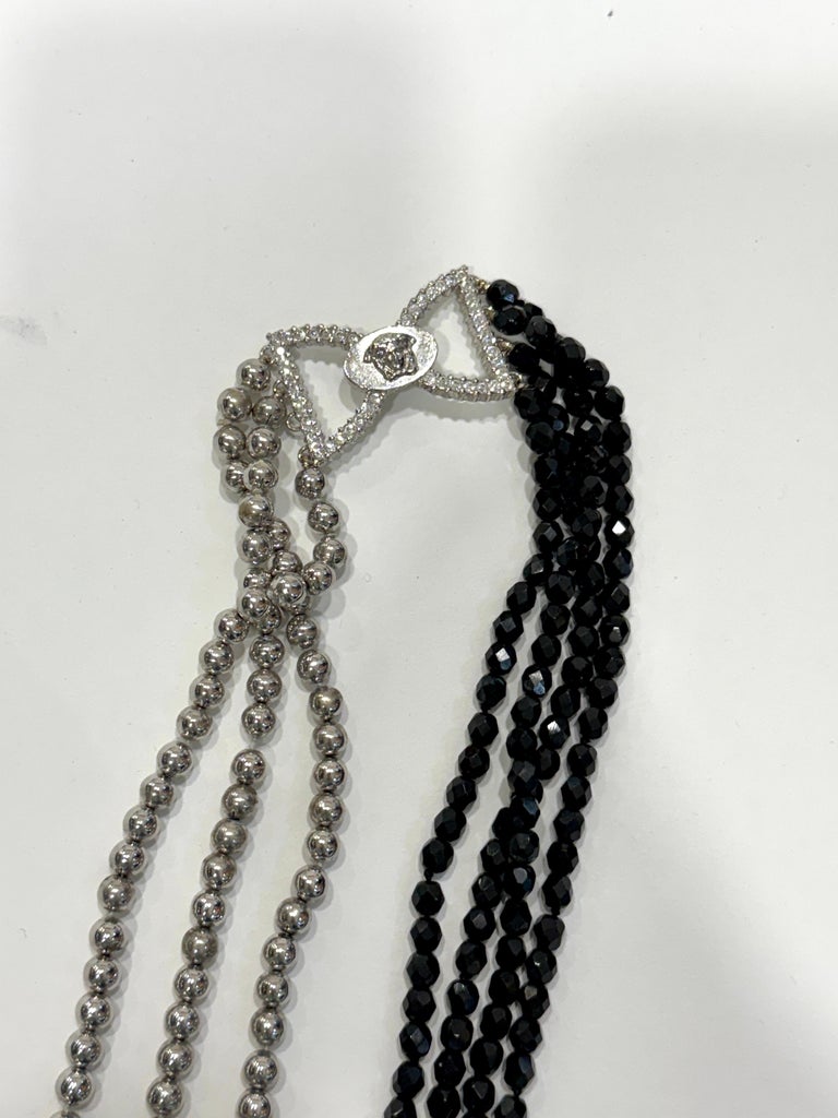 Gianni Versace black and silver beaded cocktail choker For  display picture 1