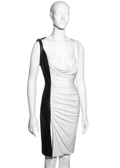 Gianni Versace black and white leather and rayon evening dress, fw 1997