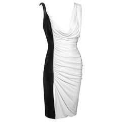 Vintage Gianni Versace black and white leather and rayon evening dress, fw 1997
