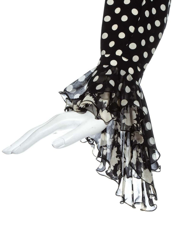 Gianni Versace Spring 1993 Polka Dot Ruffle Blouse