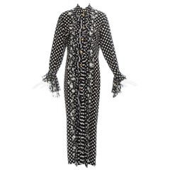 Vintage Gianni Versace black and white polkadot silk ruffled shirt dress, ss 1993