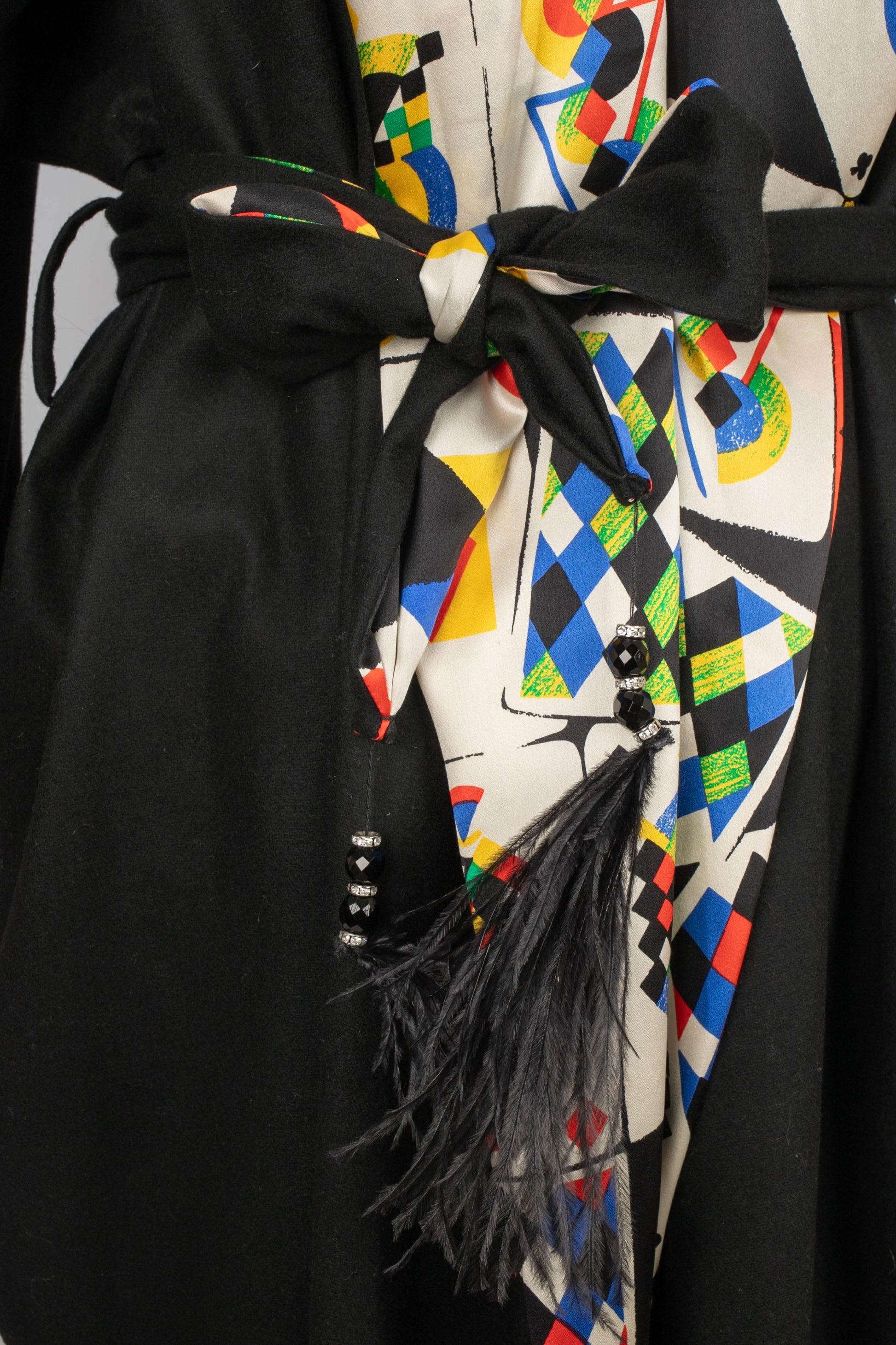 Gianni Versace Robe aus schwarzer Wollmischung im Angebot 1