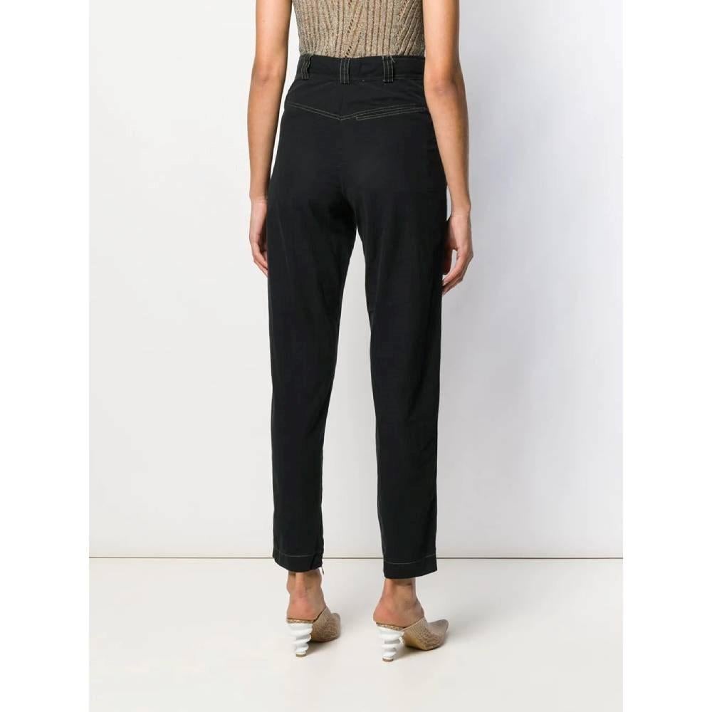 Women's Gianni Versace black cotton 80s high waist trousers For Sale