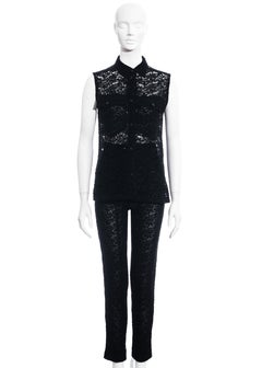 Gianni Versace black cotton lace pant suit, ss 1994