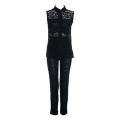 Costume pantalon en dentelle de coton noir de Gianni Versace, P/E 1994