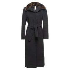 Gianni Versace Black Couture Fur-Trimmed Long Coat