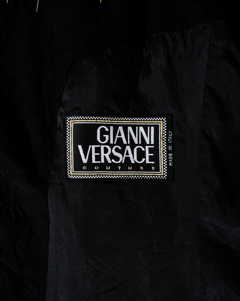 Gianni Versace black crinkled safety pin skirt suit, ss 1994 For Sale ...