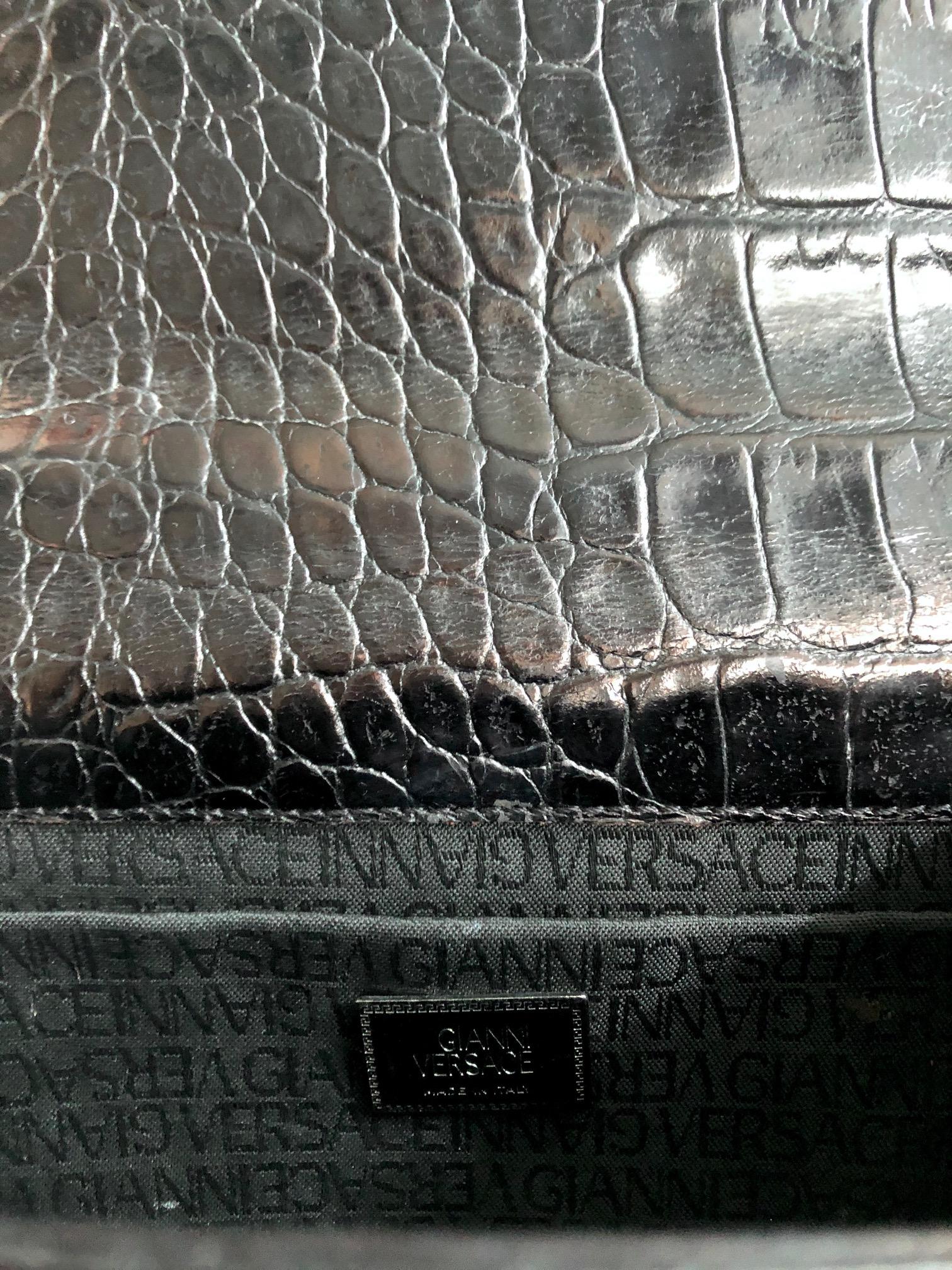 black croc print handbag