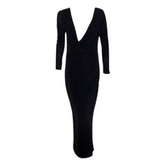 Used Gianni Versace Black Drape front Couture Gown, Property of Courtney Love, 1996