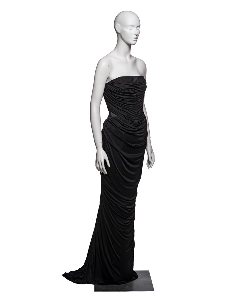 versace black corset dress Versace Leather Corset Midi Dress, Female, Black, 38