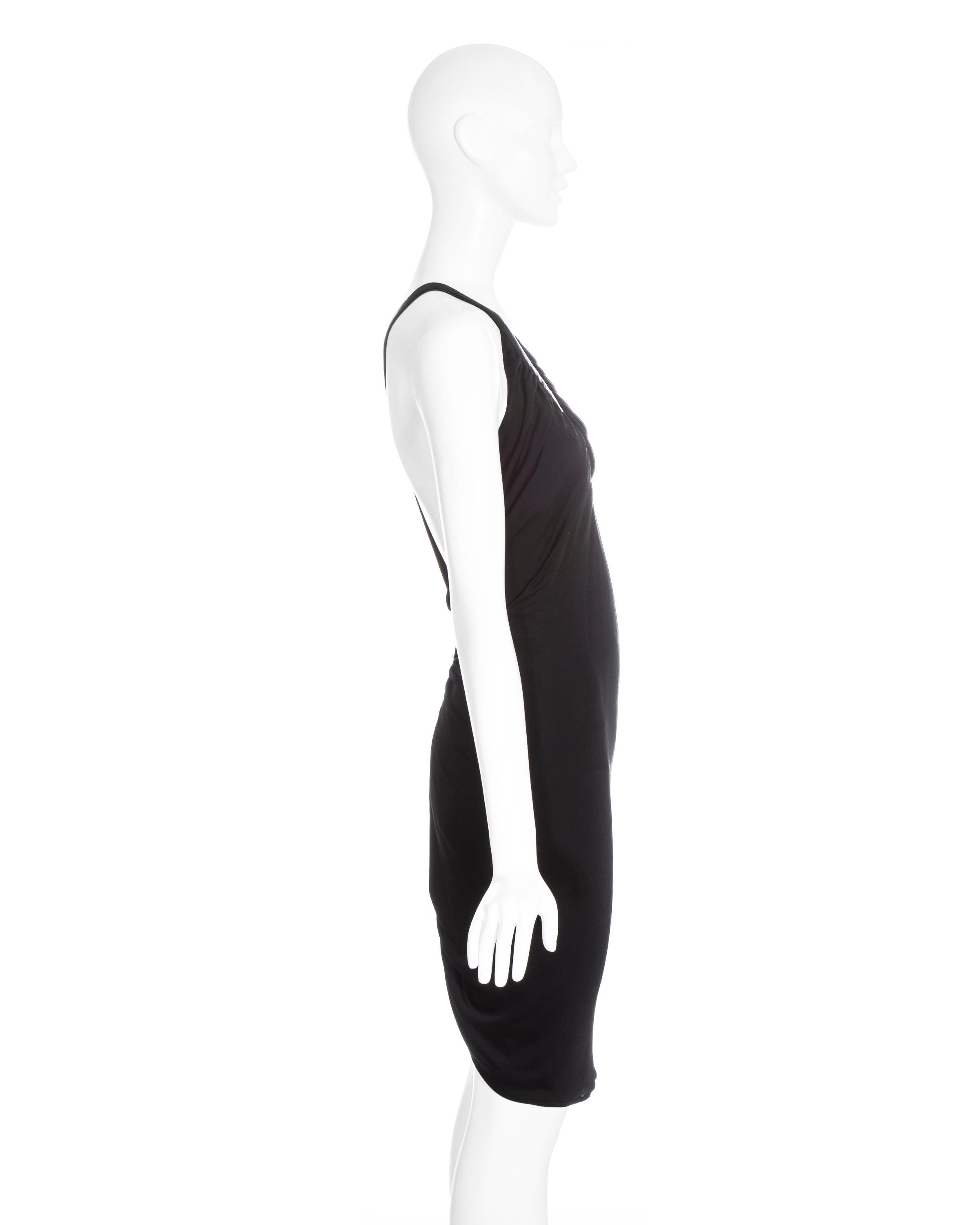 Women's Gianni Versace black evening dress with leather strap ss 2001 For Sale