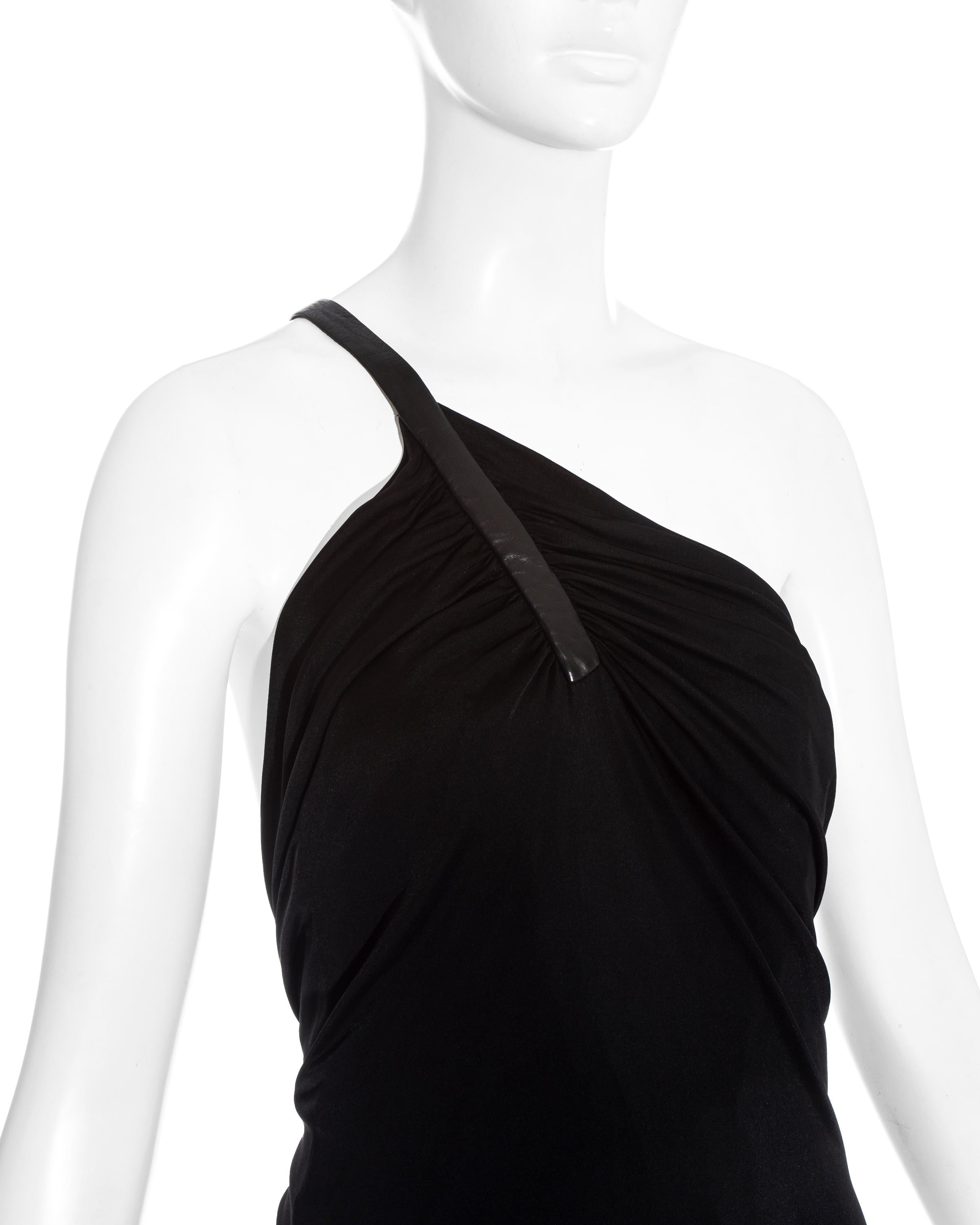 Gianni Versace black evening dress with leather strap ss 2001 For Sale 1