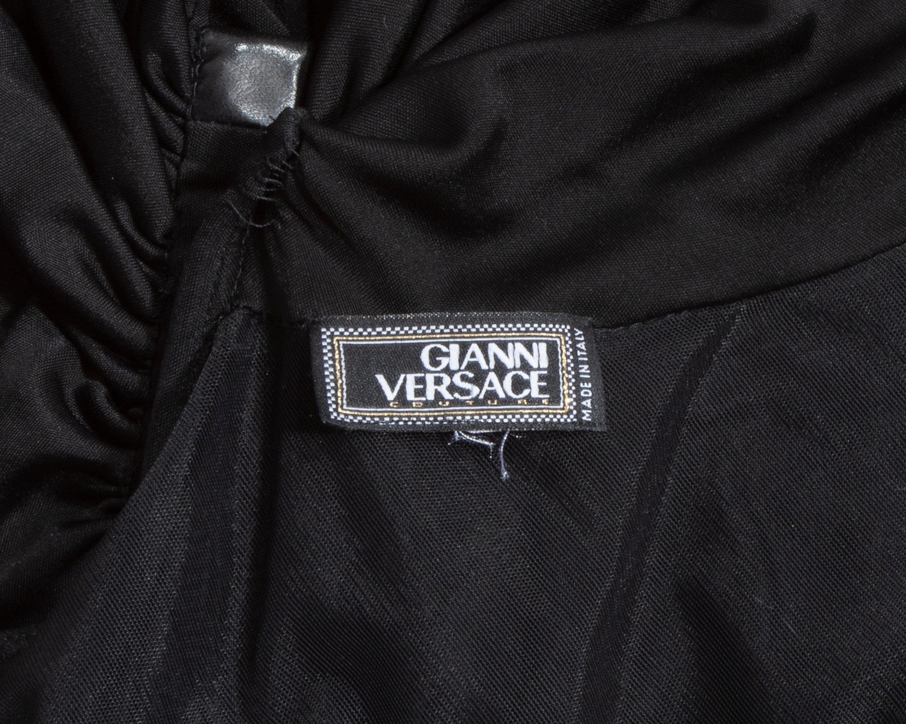 Gianni Versace black evening dress with leather strap ss 2001 For Sale 3