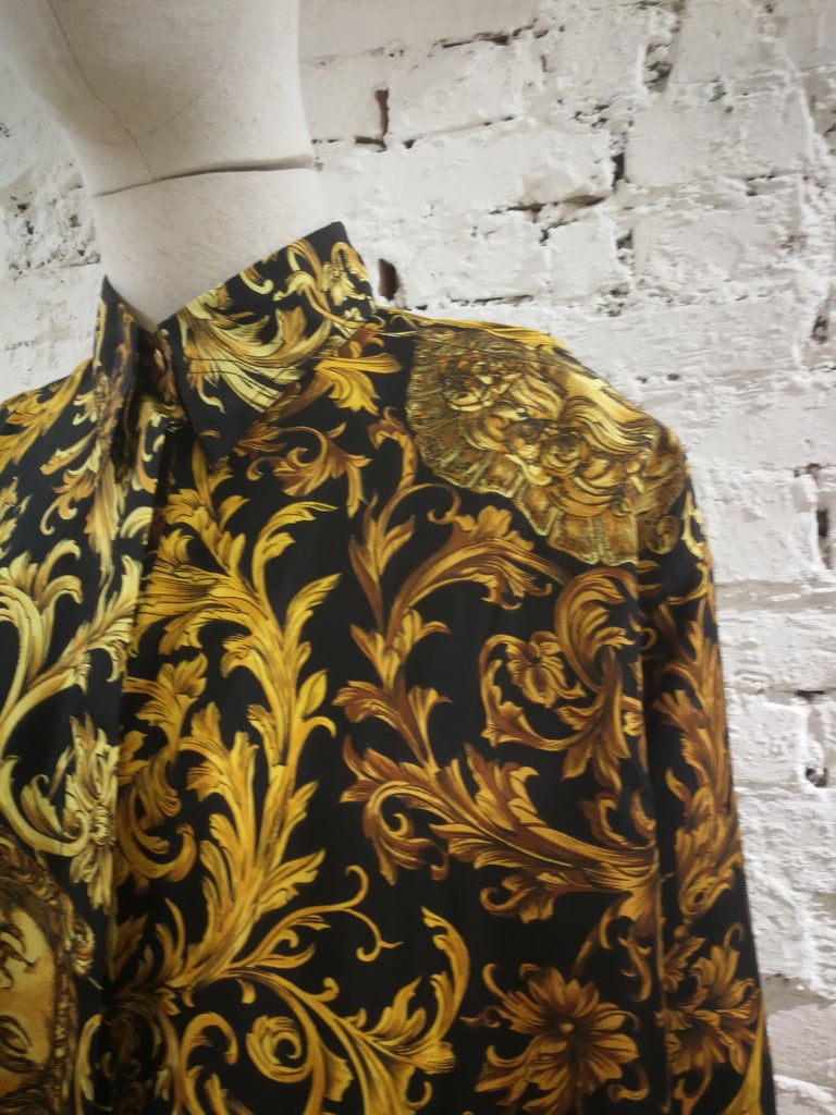 Gianni Versace Black Gold Baroque Silk Shirt at 1stDibs | black and ...