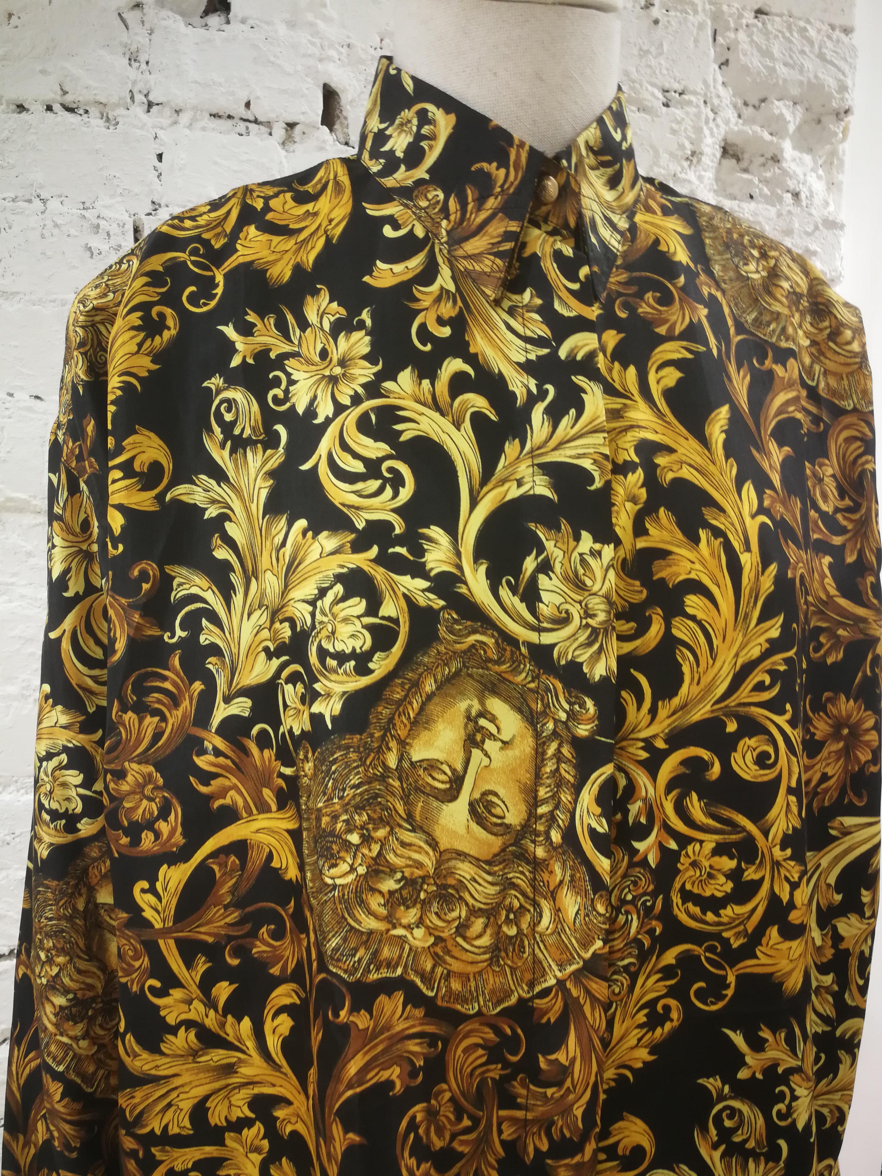 black and gold versace button up