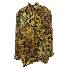 Gianni Versace Black Gold Baroque Silk Shirt