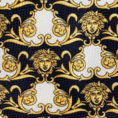 GIANNI VERSACE Black Gold Medusa Heads Silk Tie