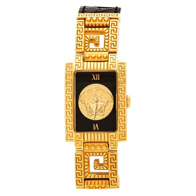 Gianni Versace Black Gold Plated Medusa 7009017 Women's Wristwatch 20 mm at  1stDibs | gold versace watch, versace watch black and gold, gianni versace  watch
