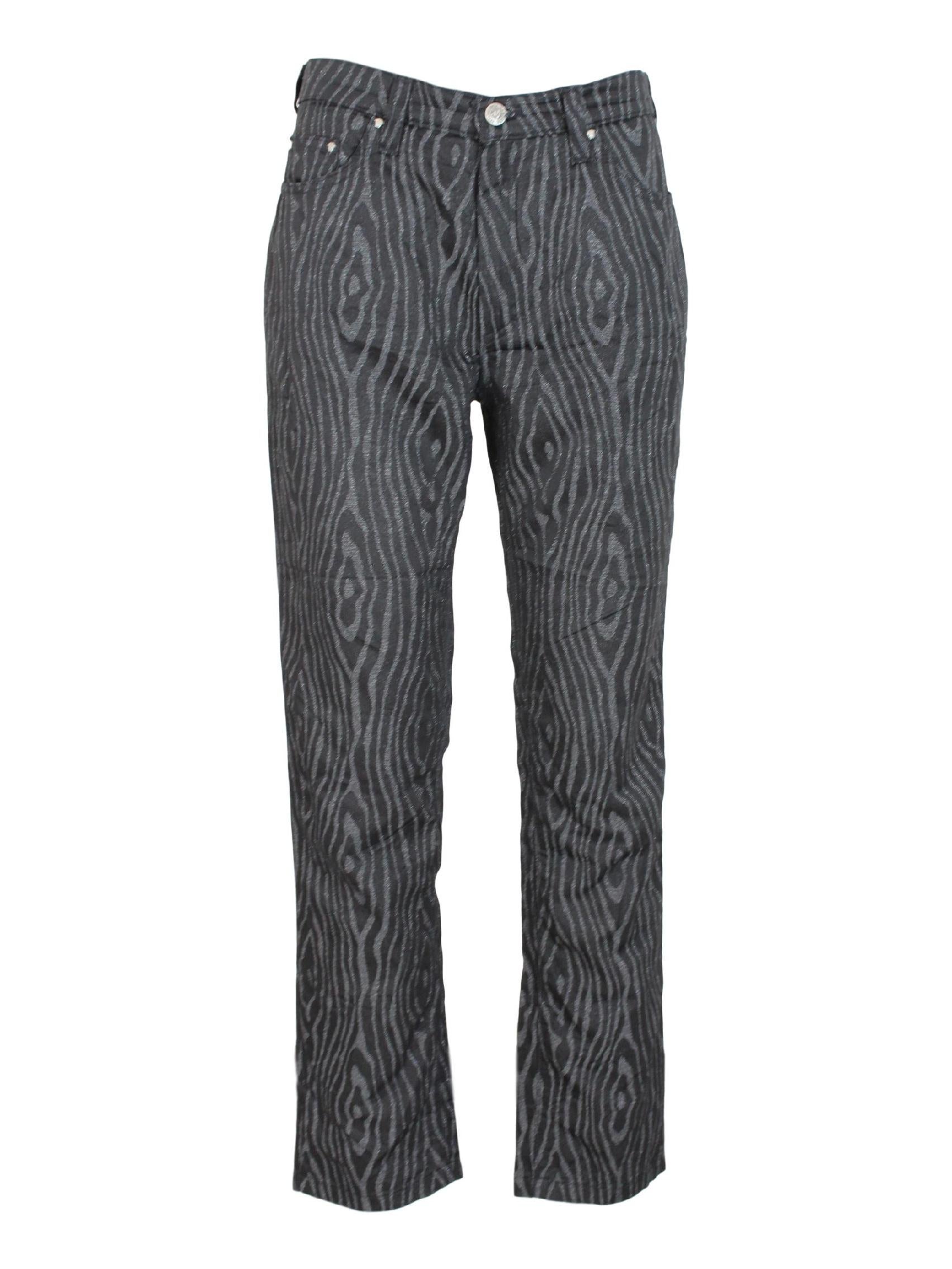 Gianni Versace Black Gray Pinstripe Spotted Lurex Trousers In Excellent Condition In Brindisi, Bt