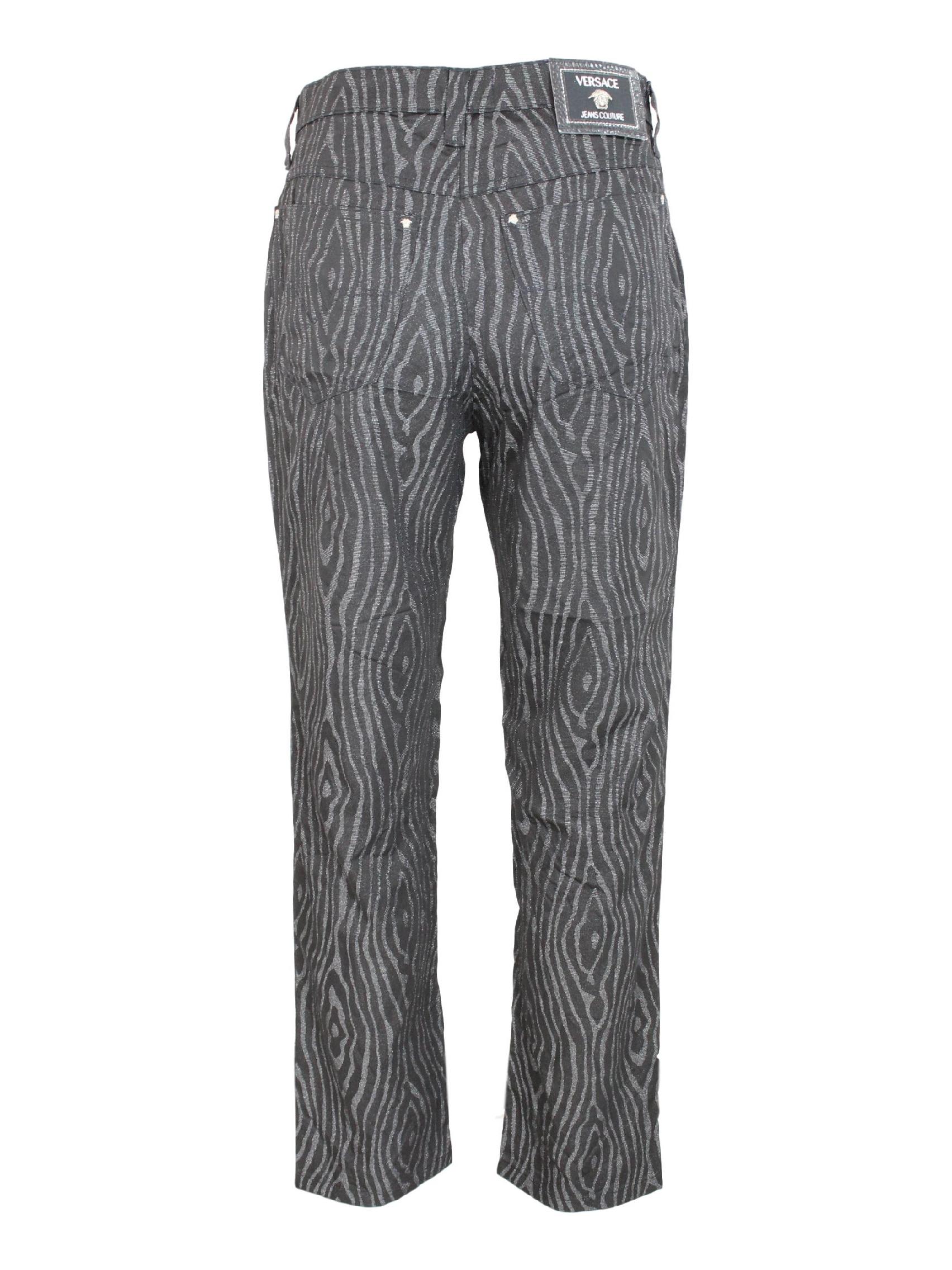 Women's Gianni Versace Black Gray Pinstripe Spotted Lurex Trousers
