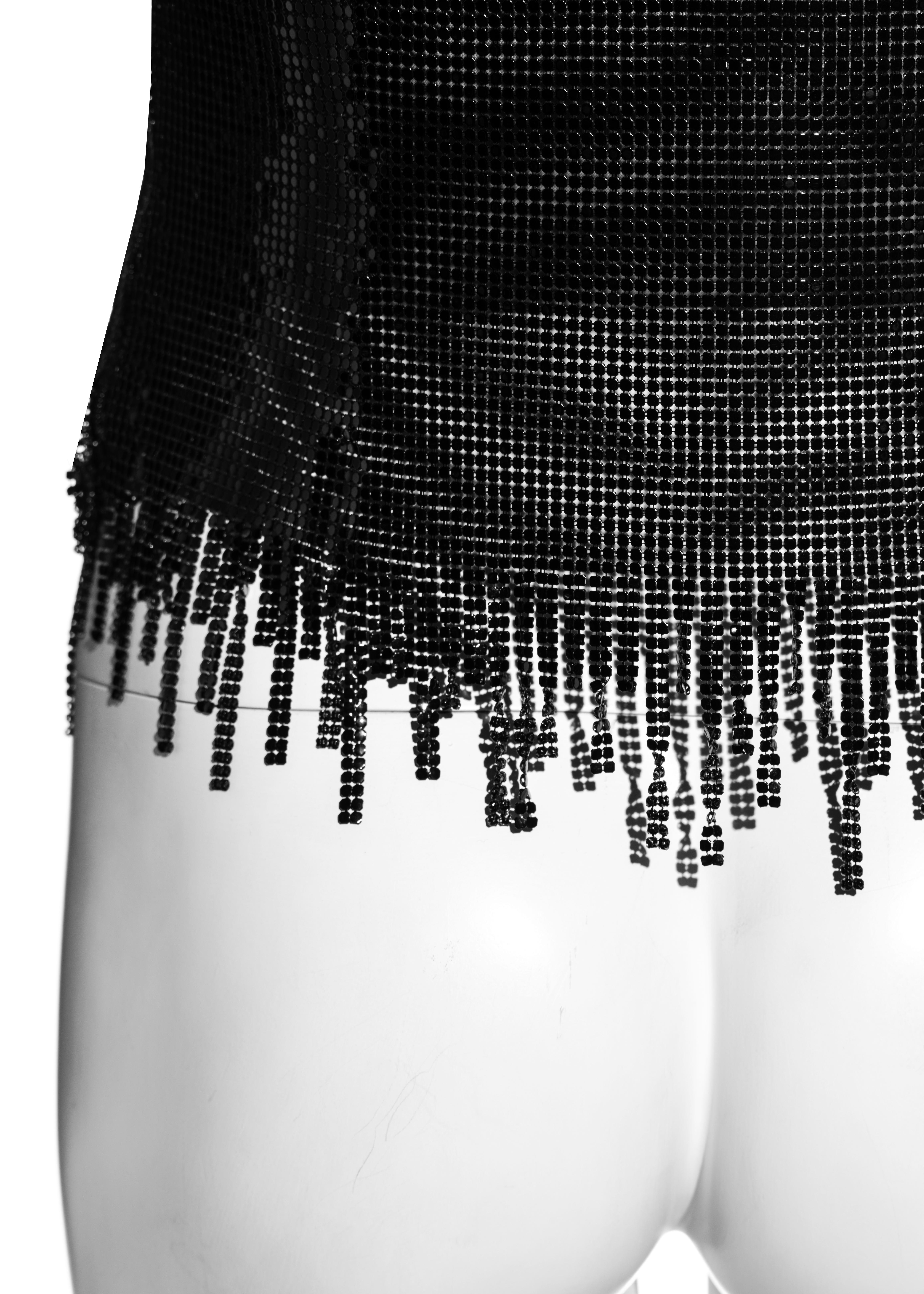 Women's Gianni Versace black lace and oroton metal chainmail strapless corset, fw 1999