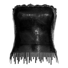 Gianni Versace black lace and oroton metal chainmail strapless corset, fw 1999