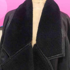 Gianni Versace Black Leather 1980s Vintage Coat