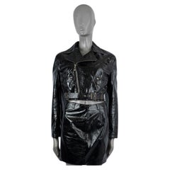 Vintage GIANNI VERSACE black leather 1994 CROC BIKER Skirt Suit 40 S