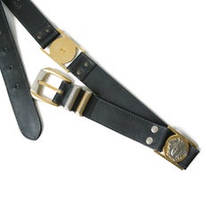 Gianni Versace Black Leather and Gold Medusa Emblem Belt size 80/32