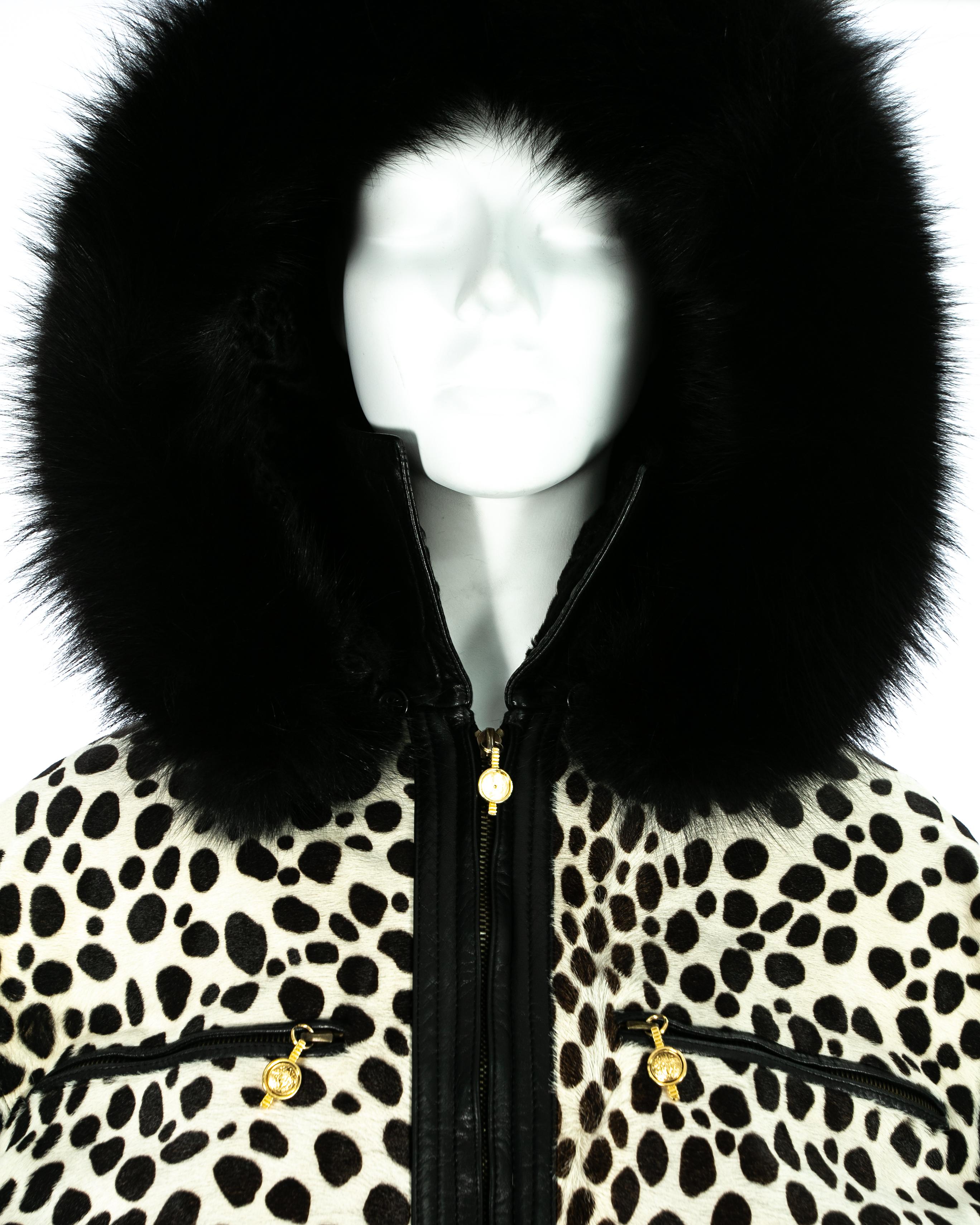 leather bomber jacket with fur hood