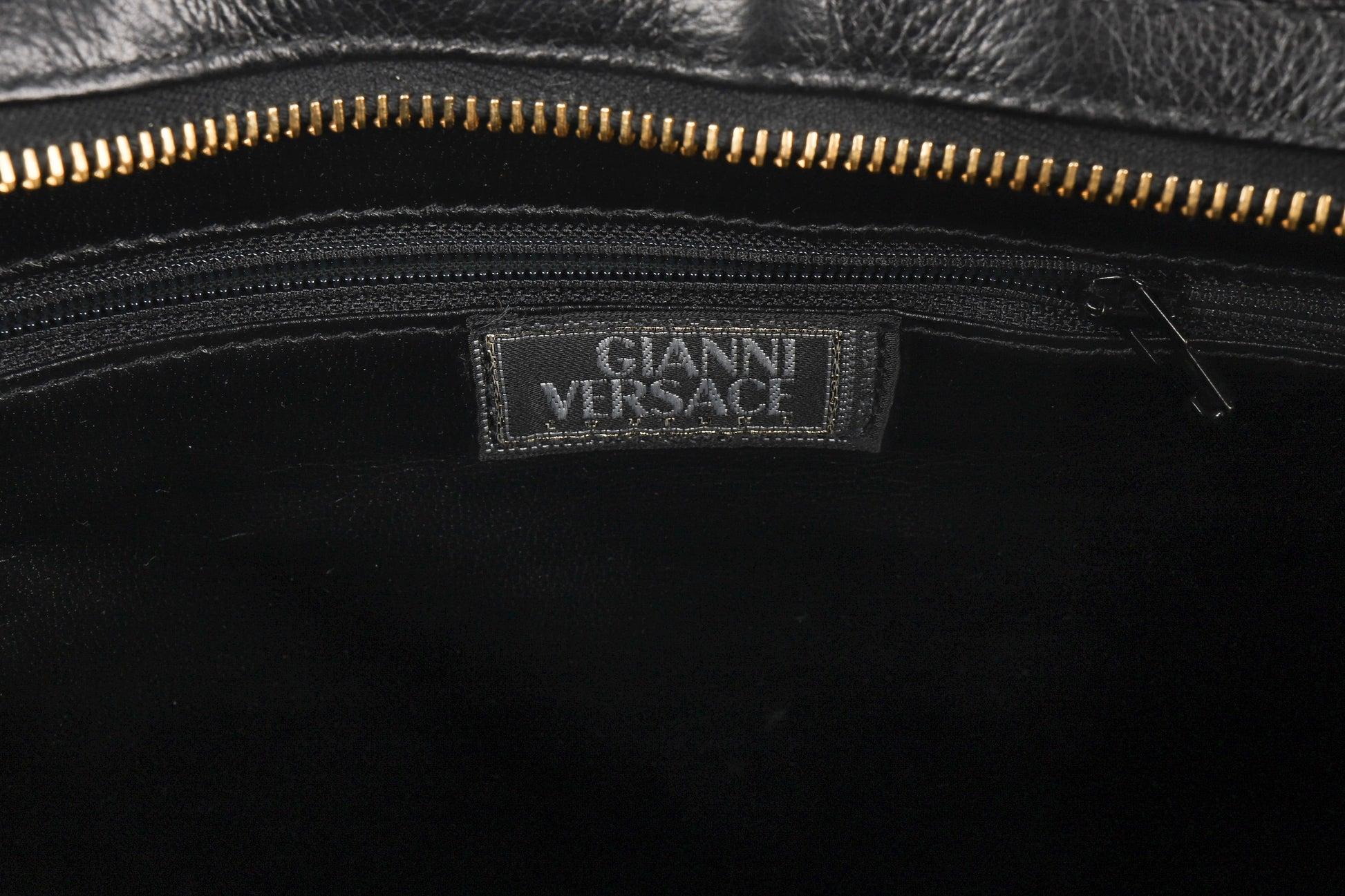 Gianni Versace Black Leather Bag with Golden Metal Elements 4