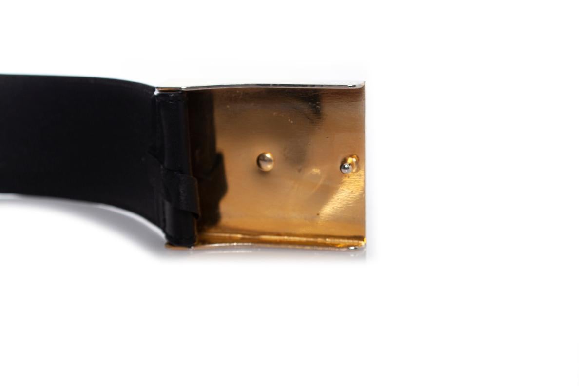 Gianni Versace, black leather belt with medusa buckle For Sale 1