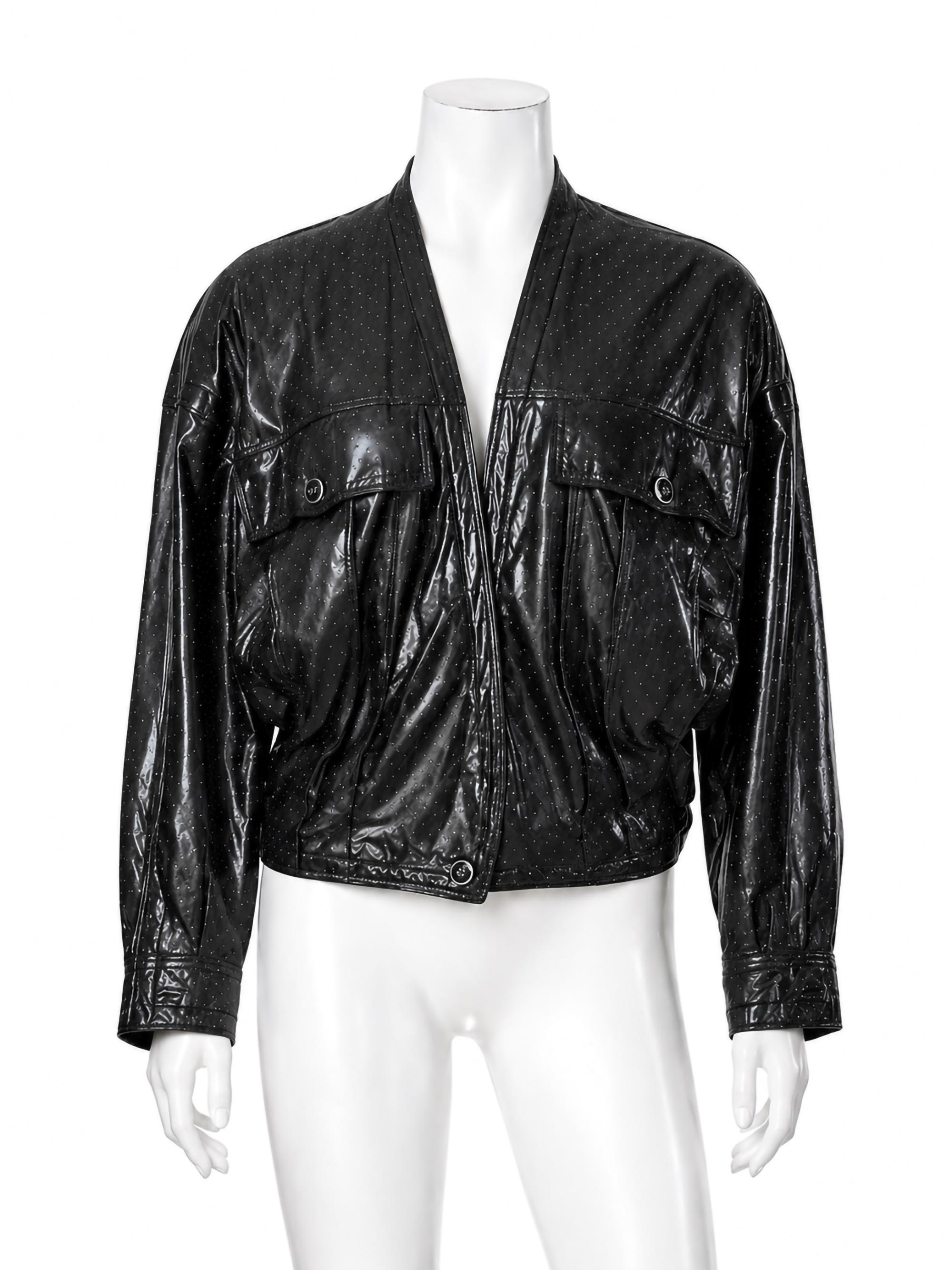 Gianni Versace Black Leather Bomber Jacket Lambskin Early 1990s