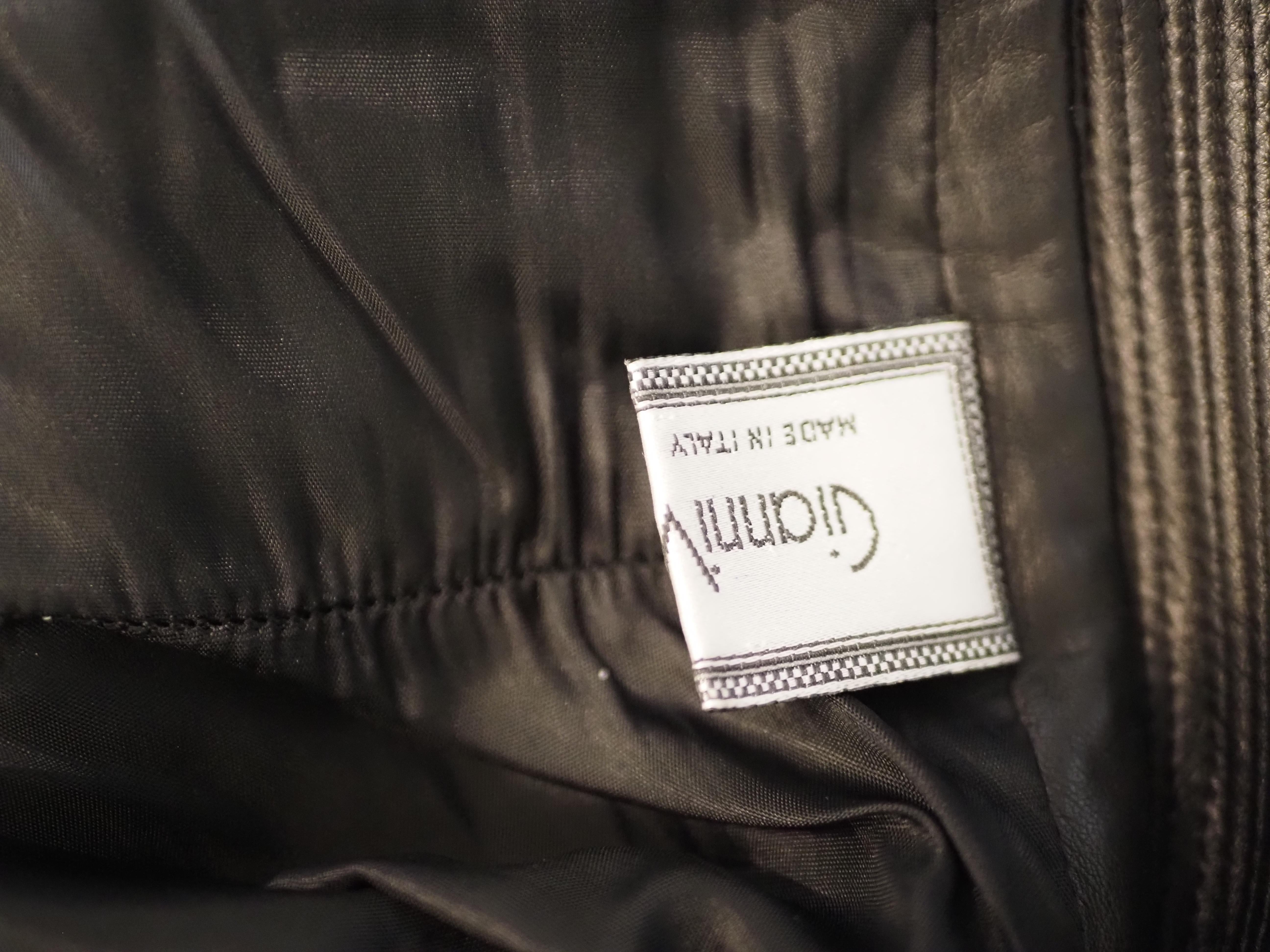 Gianni Versace black leather crystal stones skirt For Sale 7