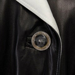 GIANNI VERSACE black leather double breasted Medusa button belted coat IT38 XS