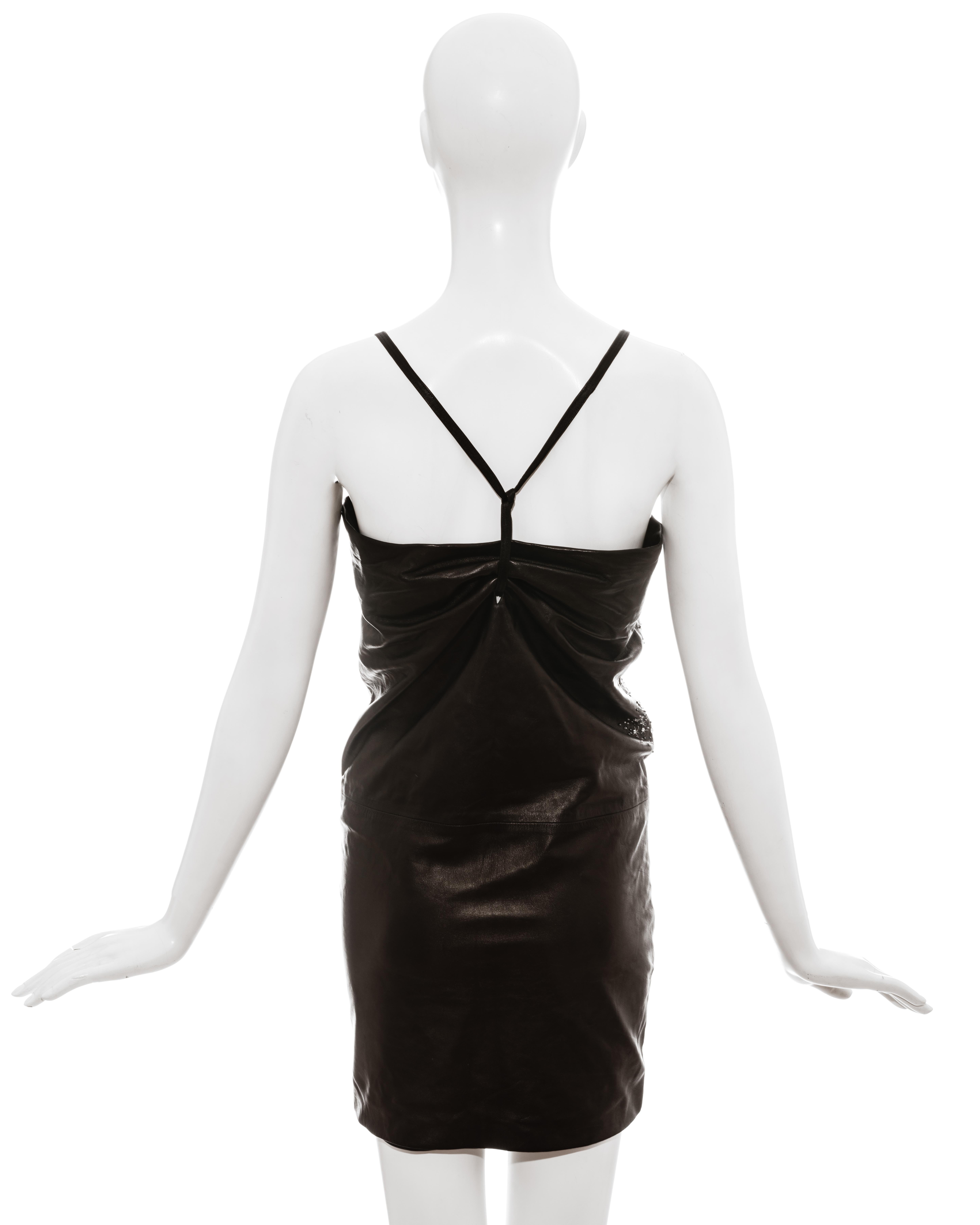 Women's Gianni Versace black leather embellished evening dress, ss 1998