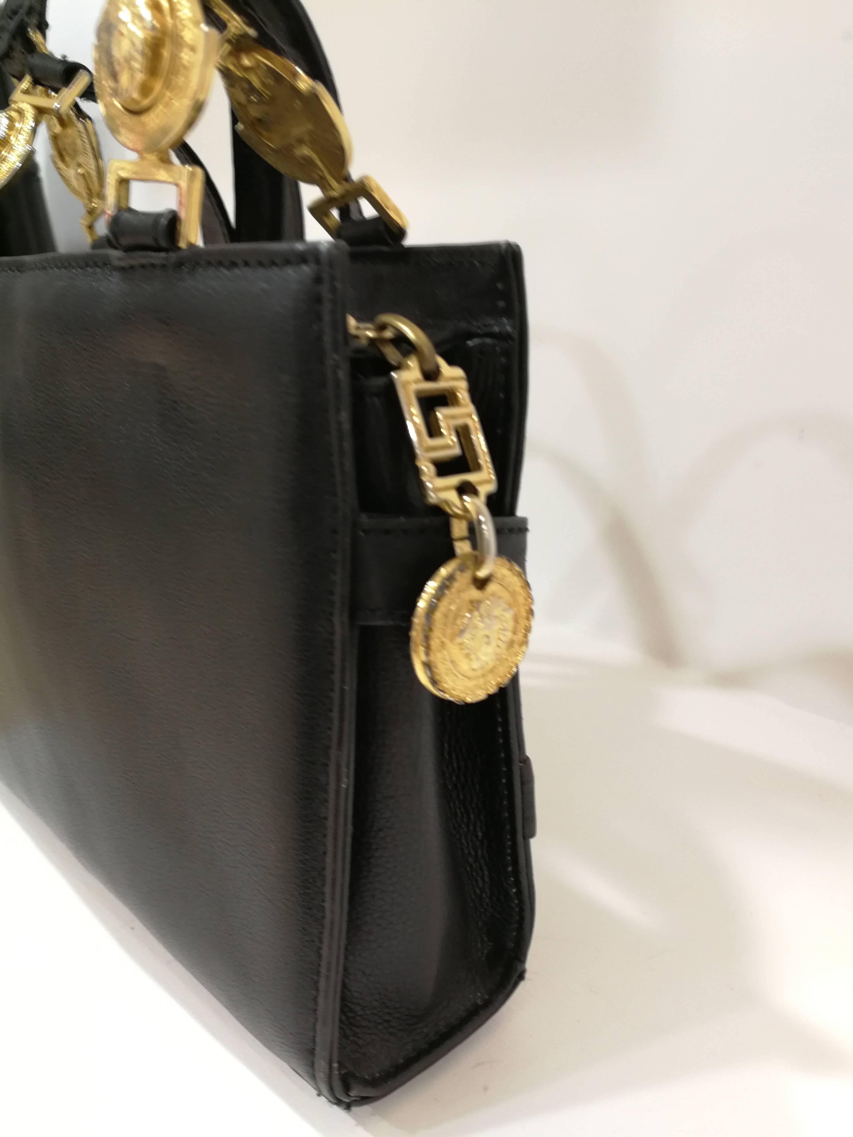 Gianni Versace black leather gold studs Shoulder Bag 5