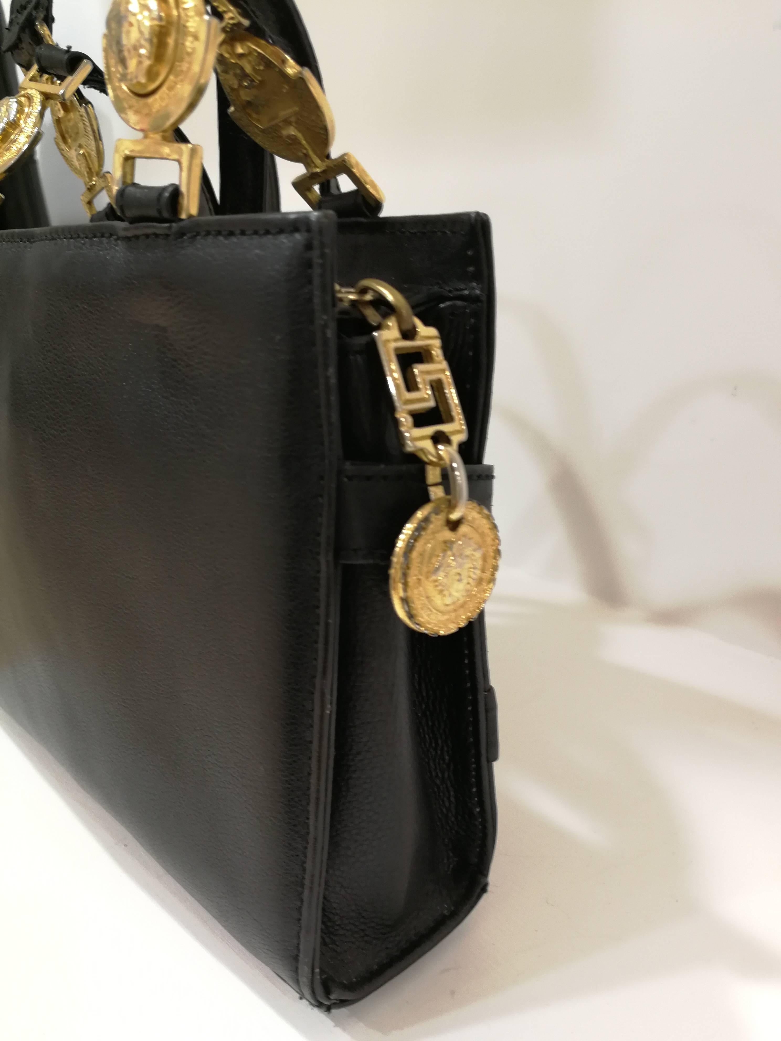 Gianni Versace black leather gold studs Shoulder Bag 2