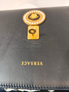 Gianni Versace black leather iconic medusa shoulder or handle bag