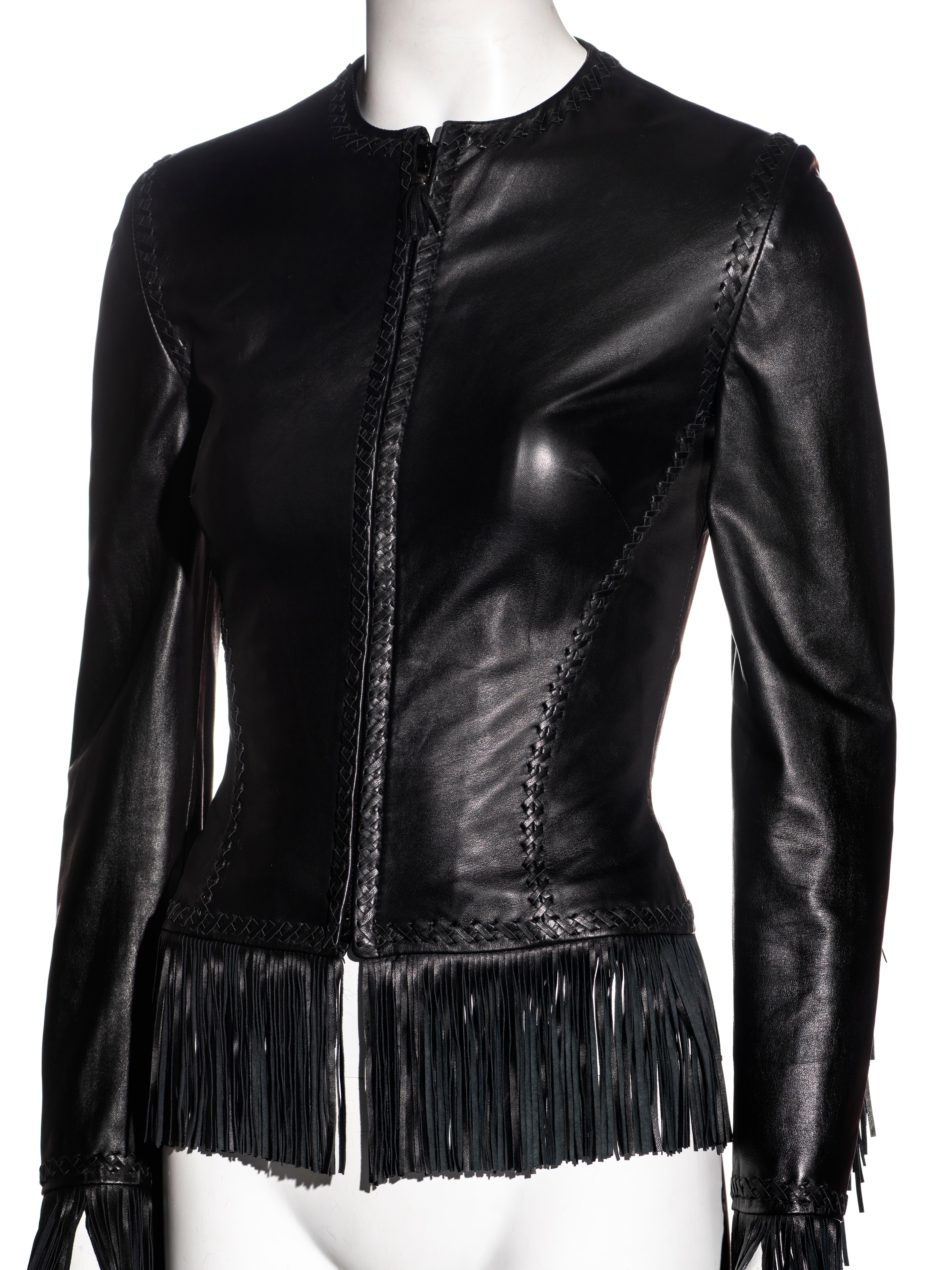 Women's Gianni Versace black leather open-back jacket, ss 2002 For Sale