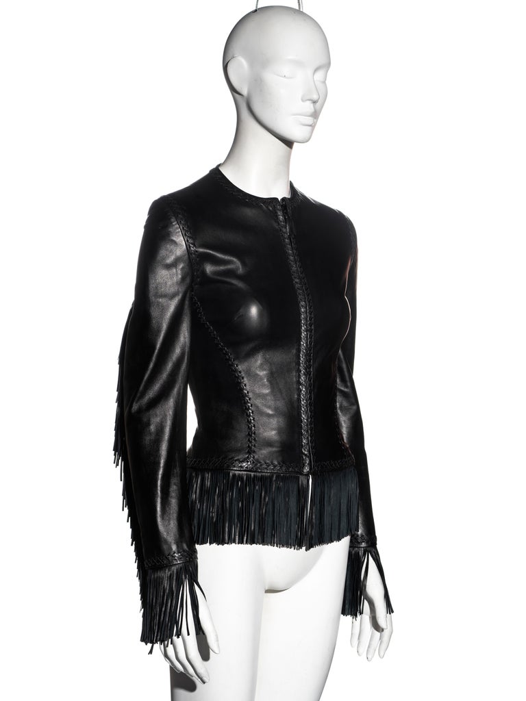Gianni Versace black leather open-back jacket, ss 2002 For Sale 3