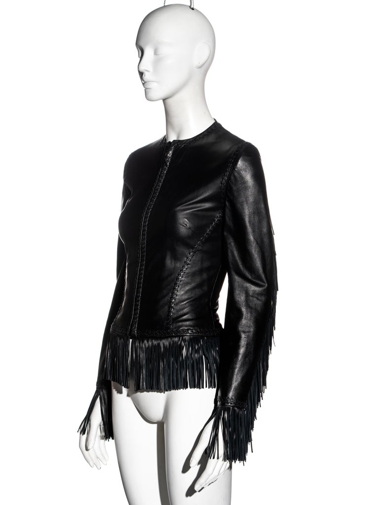 Gianni Versace black leather open-back jacket, ss 2002 For Sale 4