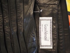 Gianni Versace Vintage Black Leather Skirt for Women, Made in Italy