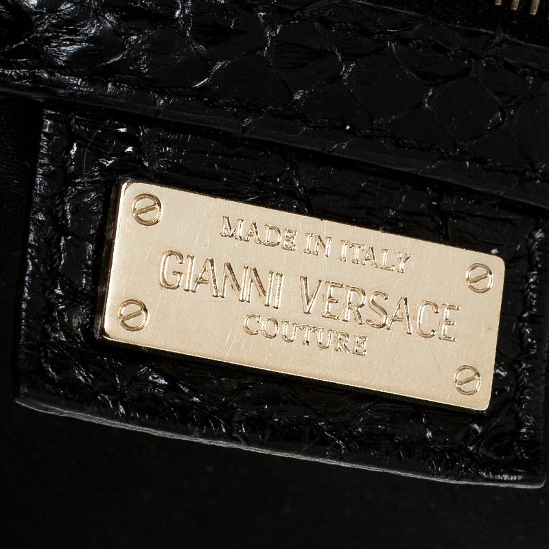 Gianni Versace Black Leather Snap Out Of It Satchel 6