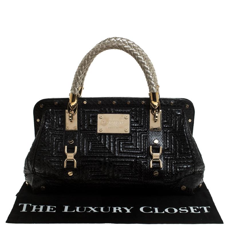 Gianni Versace Black Leather Snap Out Of It Satchel 2