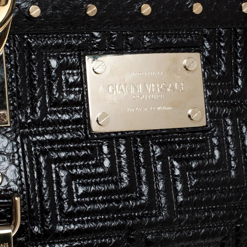 Gianni Versace Black Leather Snap Out Of It Satchel 4