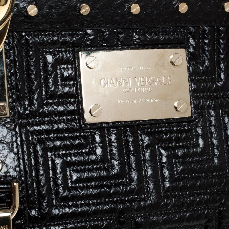 Gianni Versace Black Leather Snap Out Of It Satchel 5
