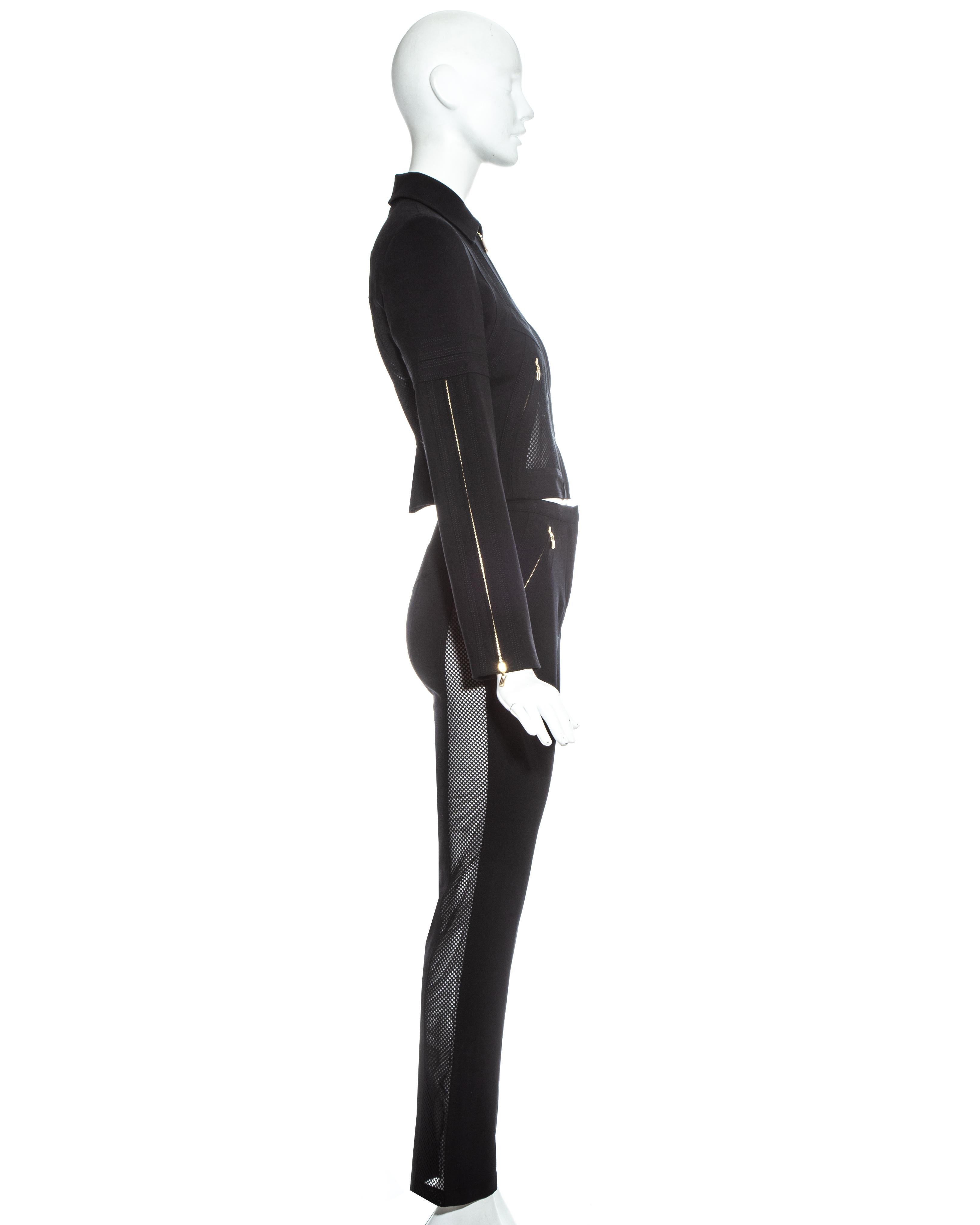 Combinaison pantalon en lycra et maille noire de Gianni Versace, ss 2003 Pour femmes en vente