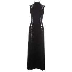 Vintage Gianni Versace black maxi dress with lace cut outs, fw 1993