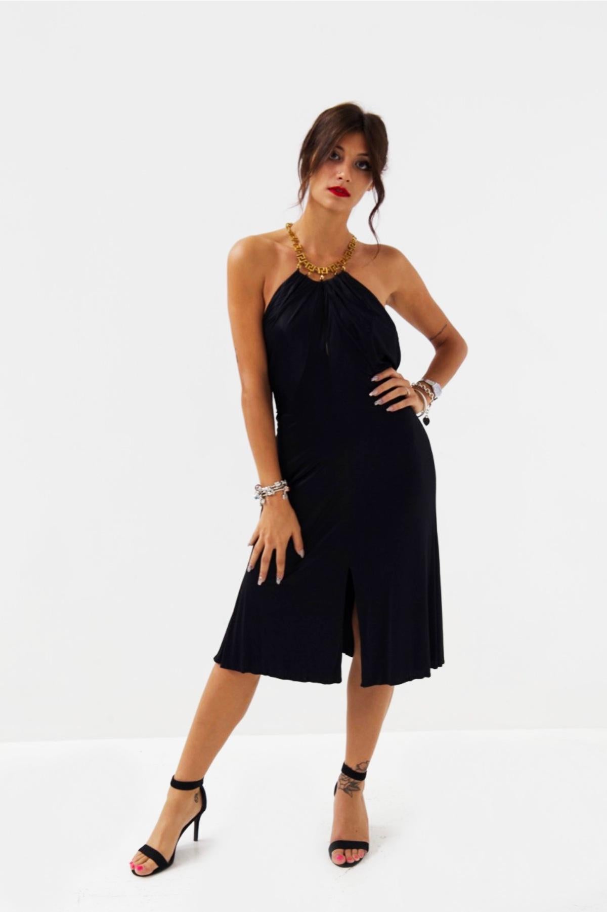 Gianni Versace Black Medusa Evening Dress For Sale 6